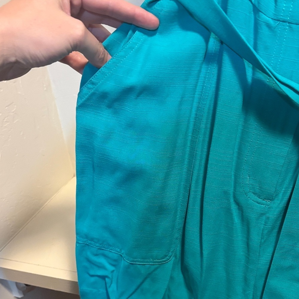 Nine West Teal Button-Front Romper with Tie Waist - Picture 4 of 8